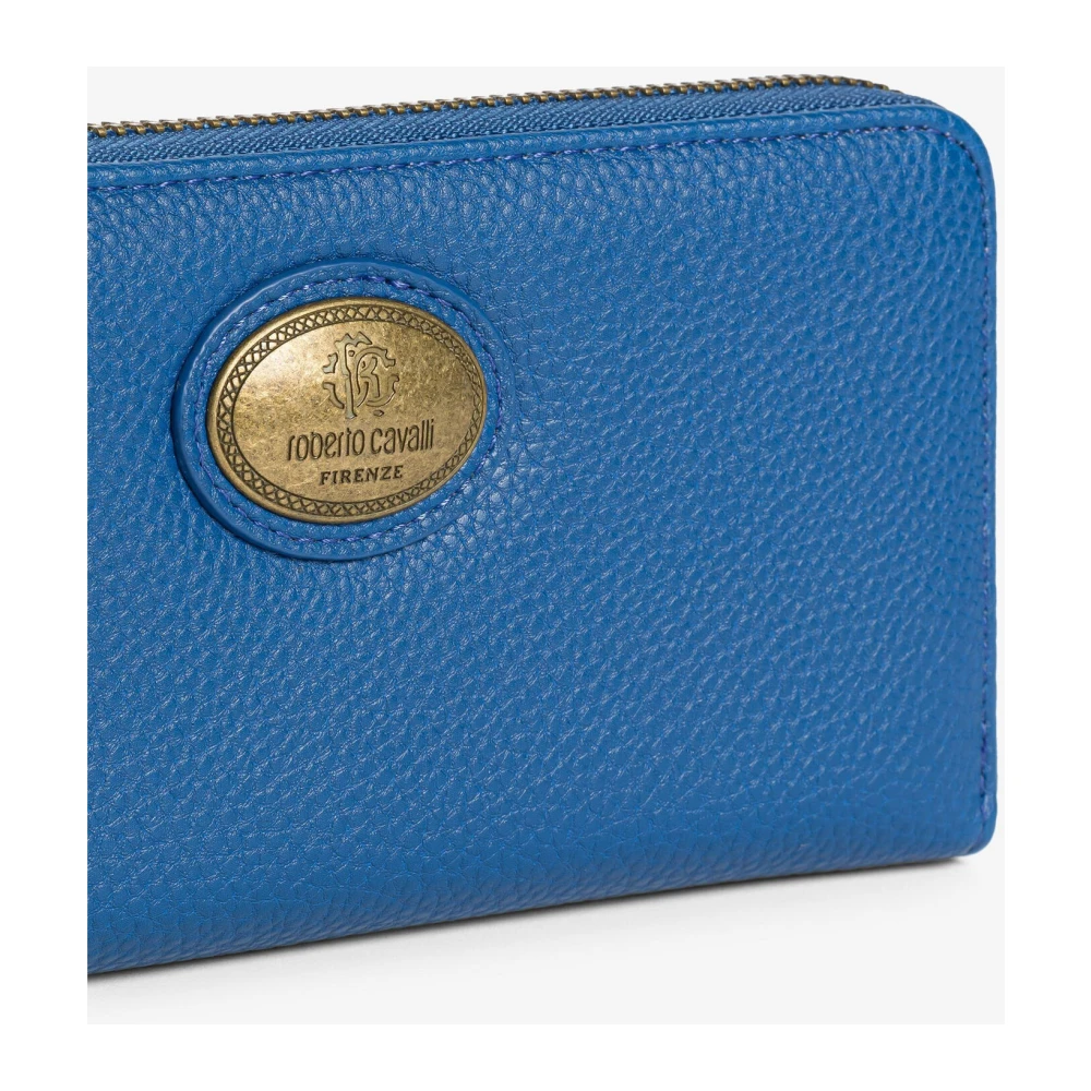 Roberto Cavalli Monogram Zip-Around Portemonnee met Kaartsleuven Blue Dames