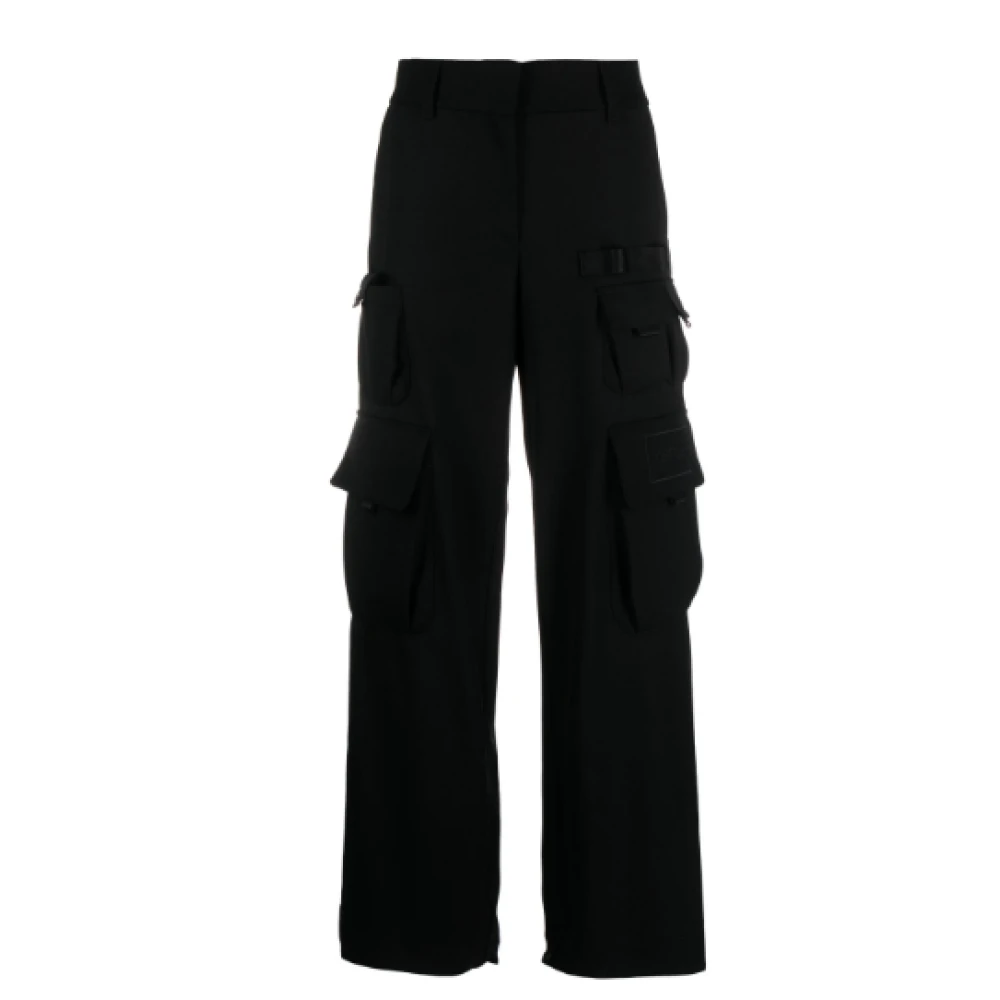 Off White Zwarte Wol Cargo Broek Black Dames