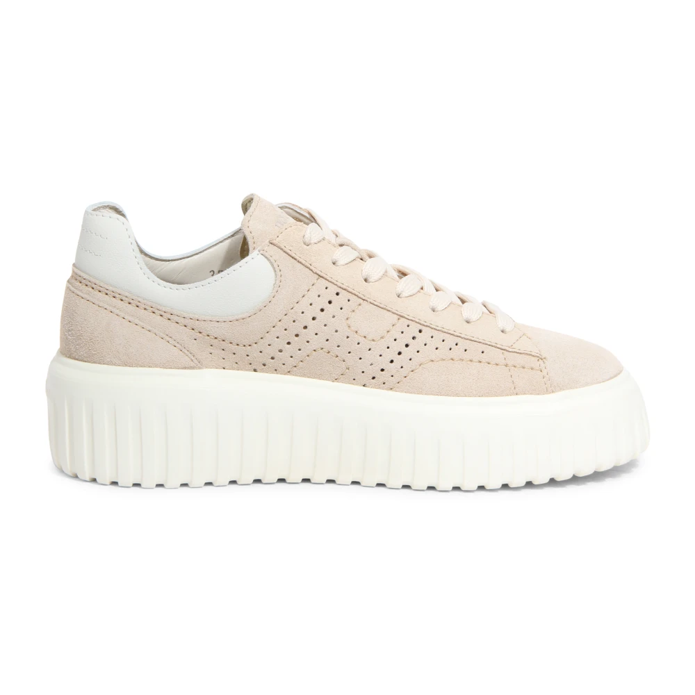 Hogan Gestreepte Suède Schoenen met Memory Foam Dames Schoenen Beige