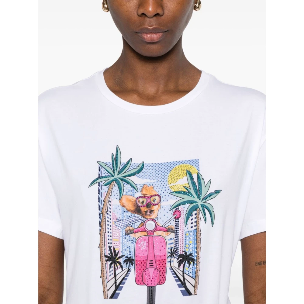 Liu Jo Grafische Print T-shirts met Crew Neck White Dames
