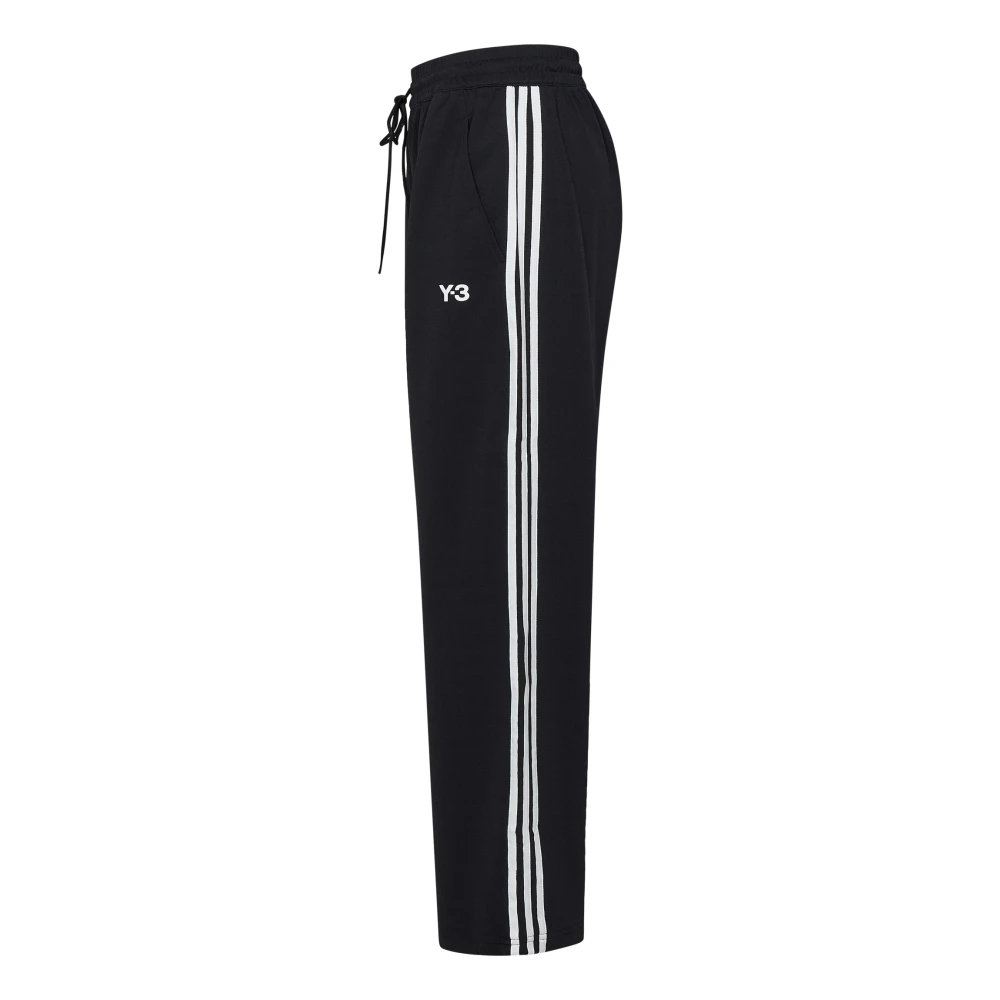 Y-3 Zwarte Broek met Wit Logo Print Black Heren