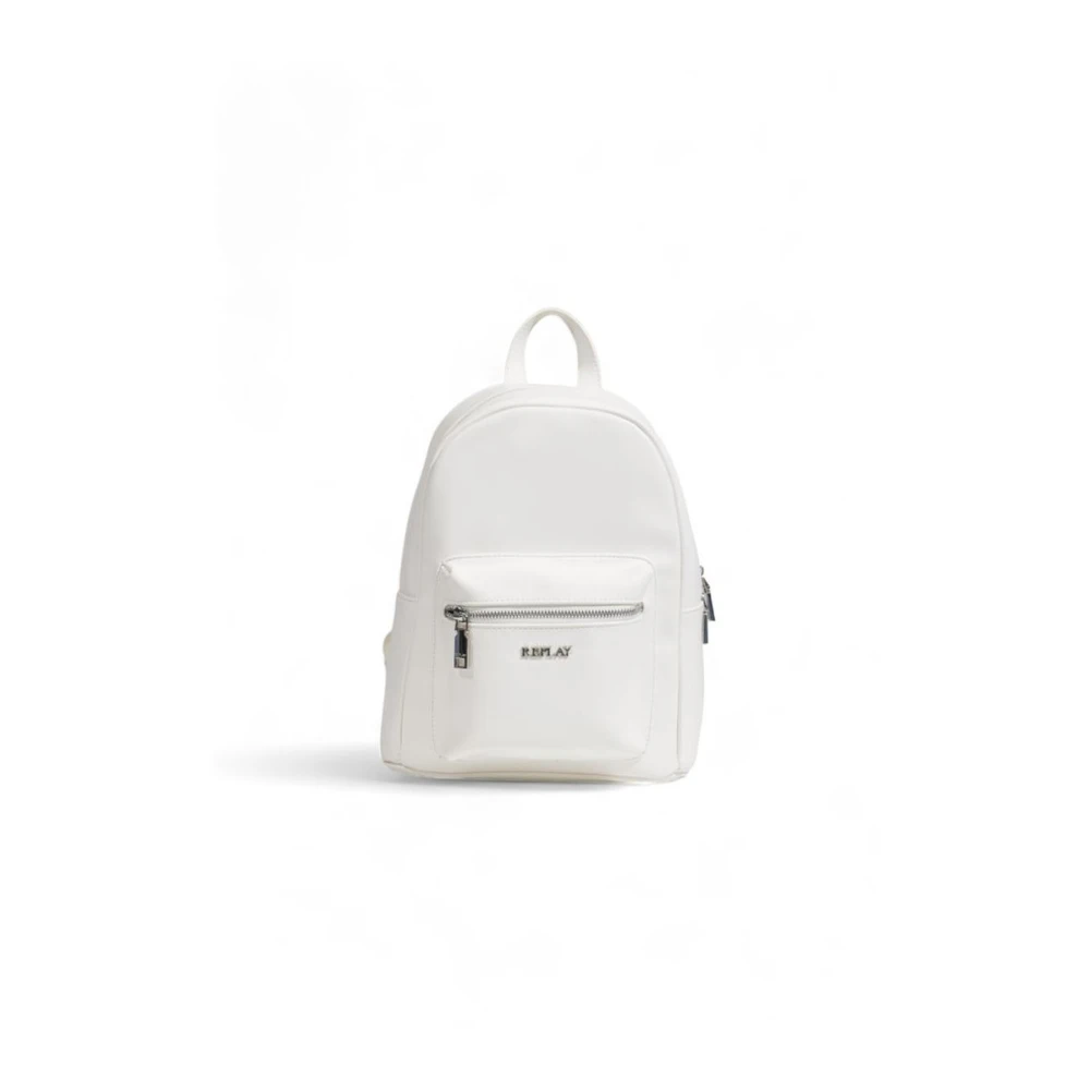 Replay Women's White Backpacks, One Size, Poly Backpack With Polyester Lining