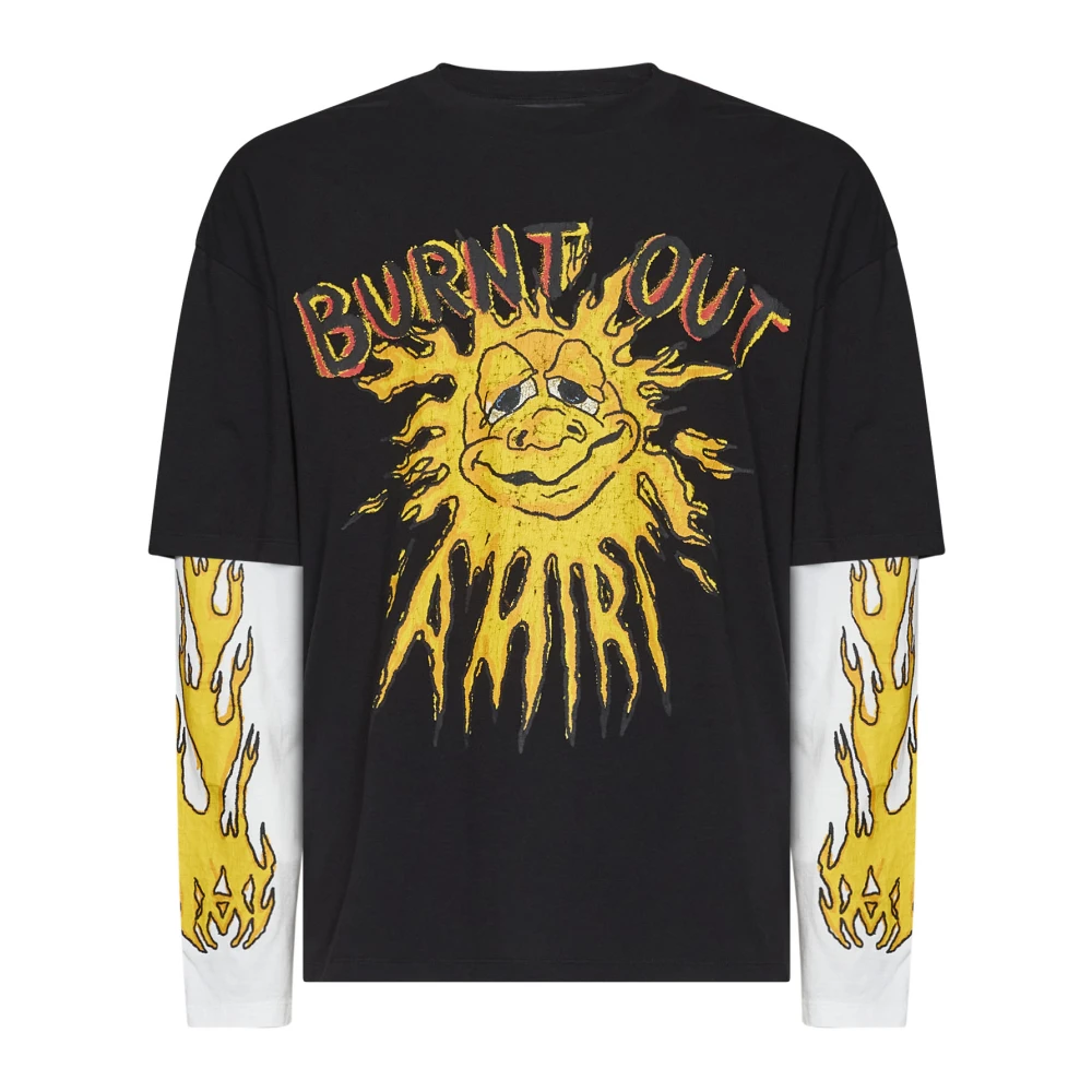 Amiri Multicolor Long Sleeve T-Shirts, Male, S, Burnt Out Long Sleeve Top