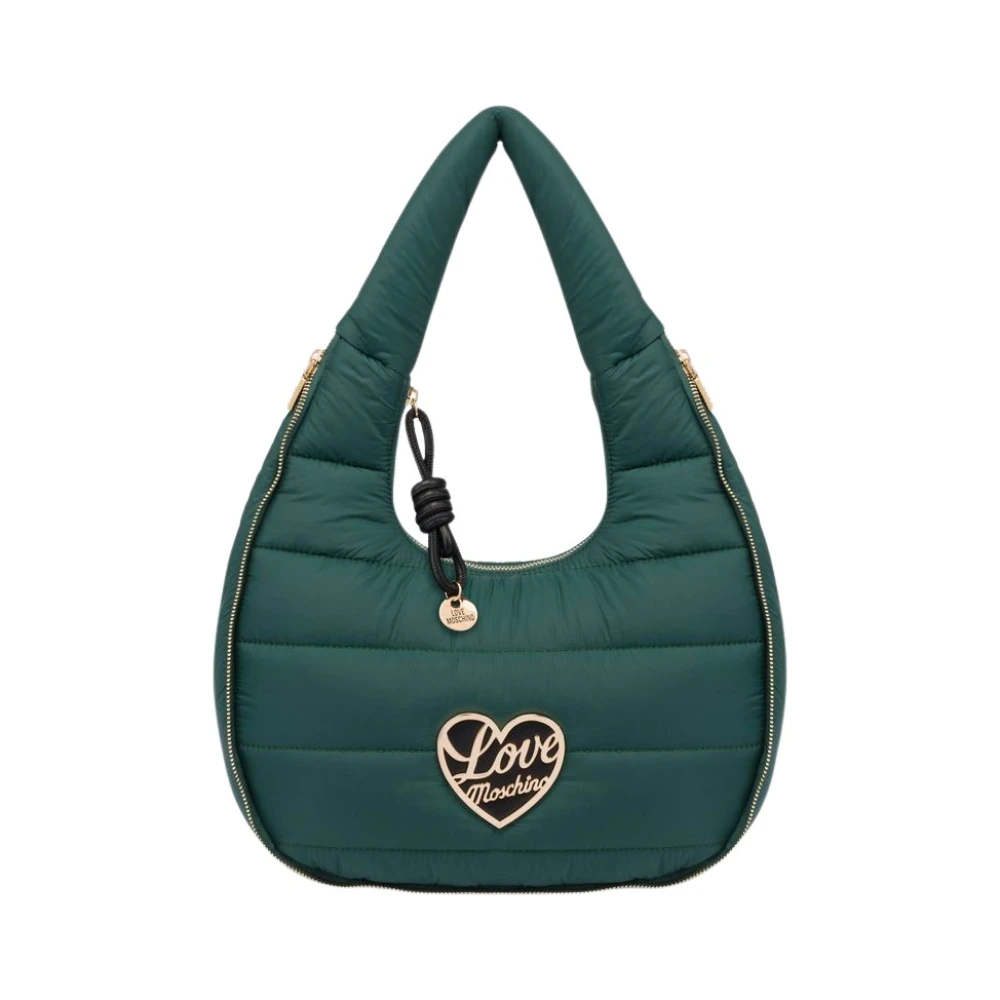 Love Moschino Vrouw Groente Tassen Dames, Groen, One Size, Nylon, Quilted Nylon Hobo Tas