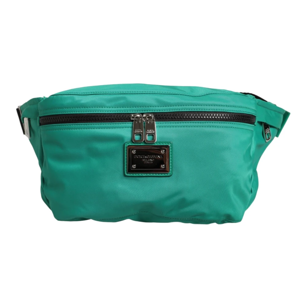 Dolce & Gabbana Men's Green Logo Plaque Nylon Waist Fanny Pack - Bum Bags - One Size - Bags