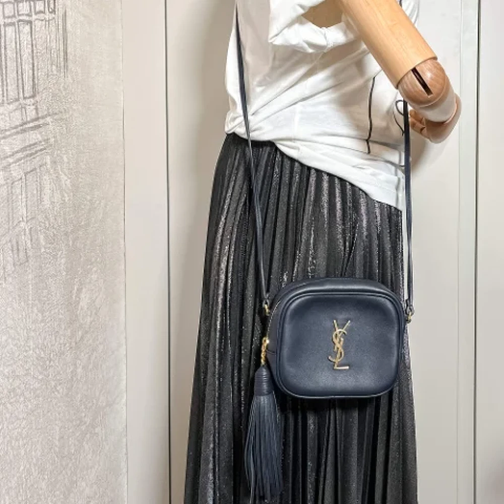 Yves Saint Laurent Vintage Pre-owned Leather shoulder-bags Blue Dames