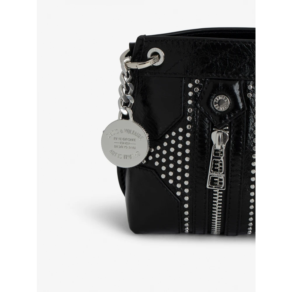 Zadig & Voltaire Zwarte Leren Crossbody Tas met Metalen Details Black Dames