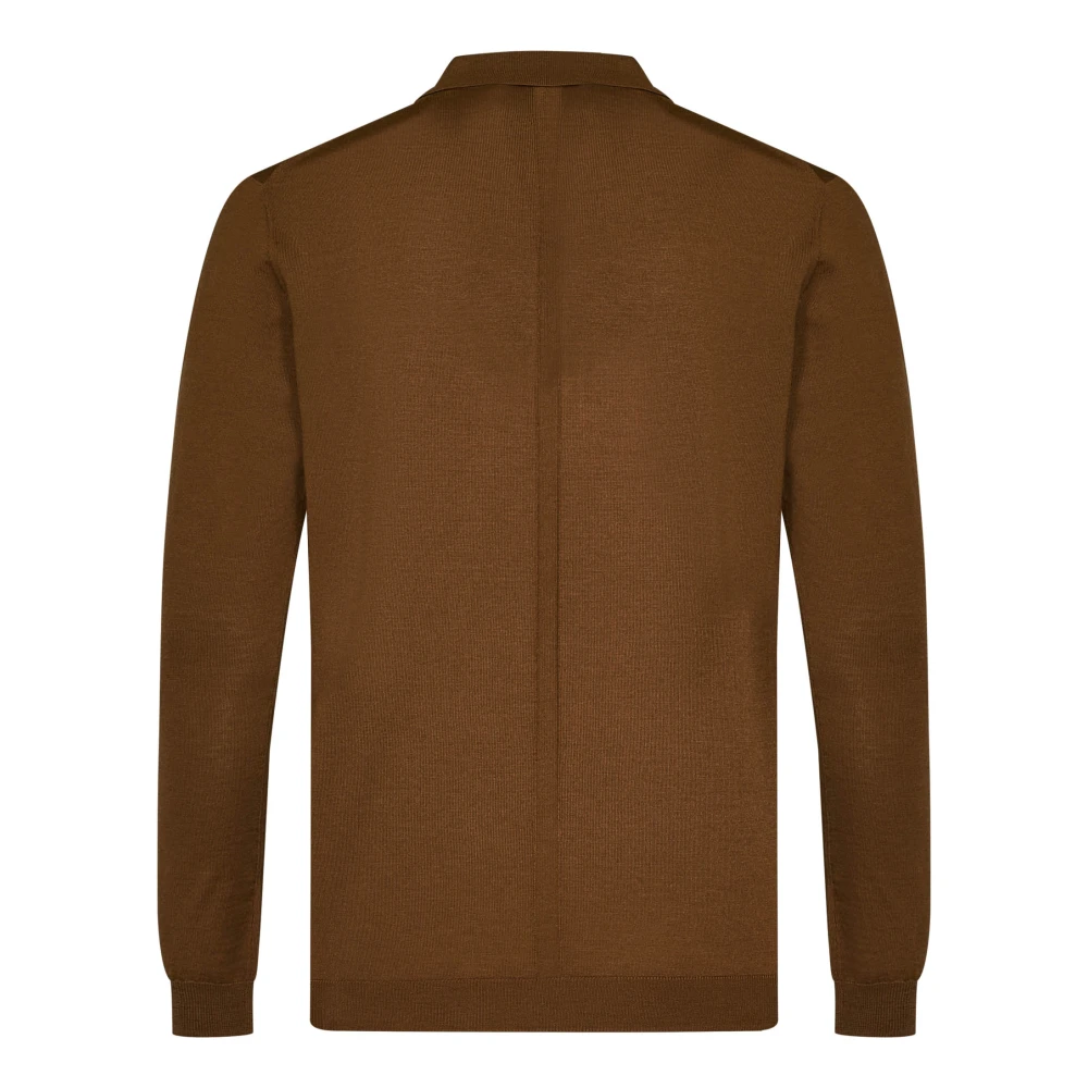 Low Brand Bruine Merinowol Polo Shirt Brown Heren