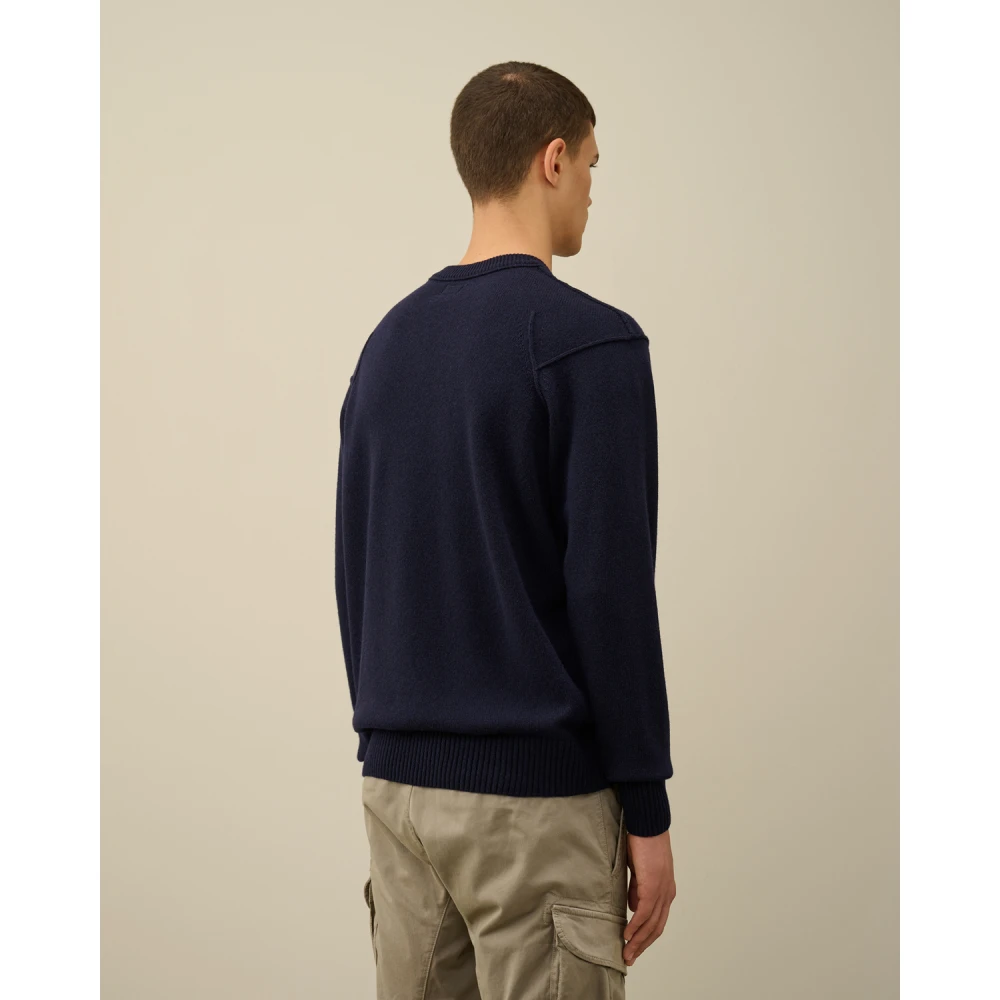C.P. Company lamswol ronde hals trui Blue Heren