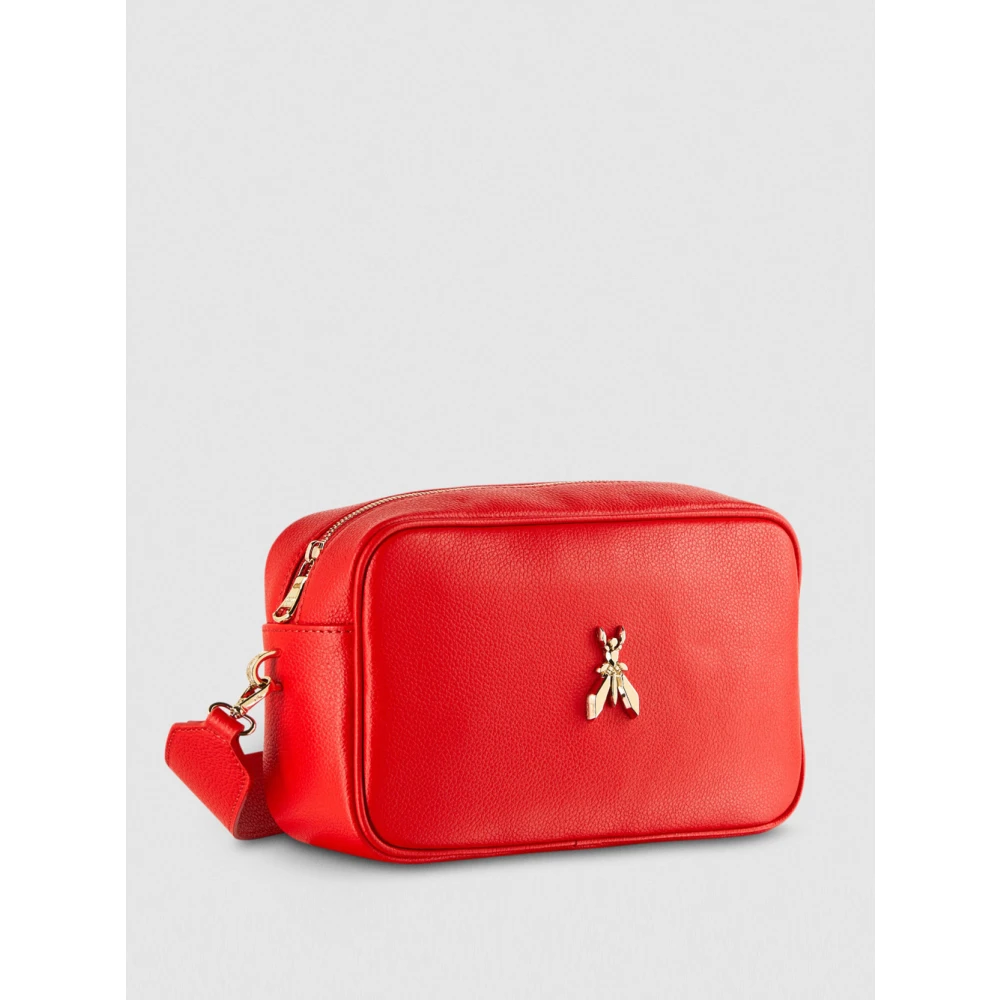PATRIZIA PEPE Rode leren schoudertas met vliegdetail Red Dames
