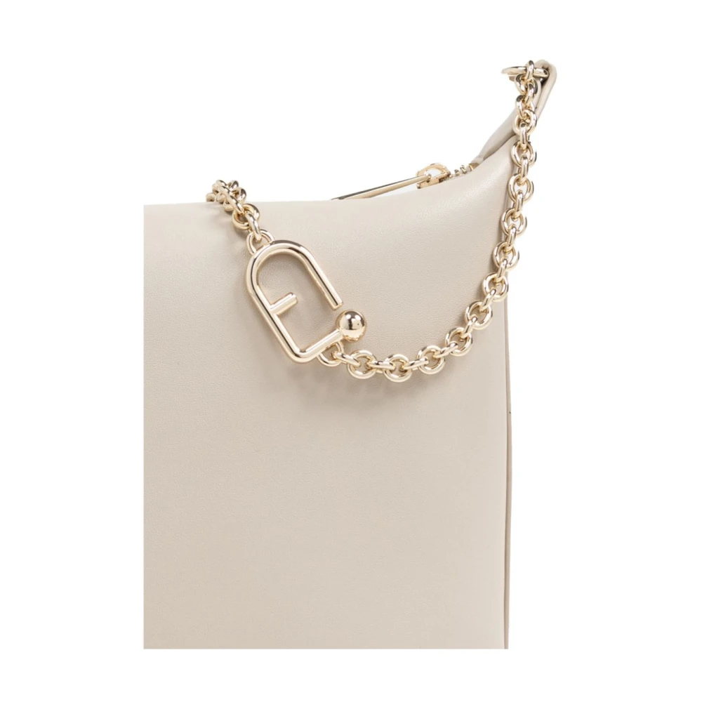 Furla Witte Leren Schoudertas White Dames
