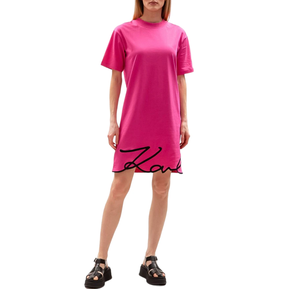 Karl Lagerfeld Mars City T-Shirt Jurk Pink Dames