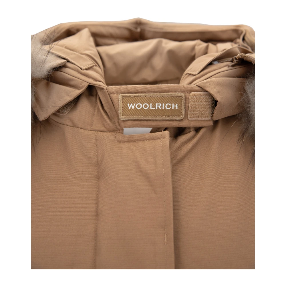 Woolrich Parka met bontkraag rits en knopen Brown Dames