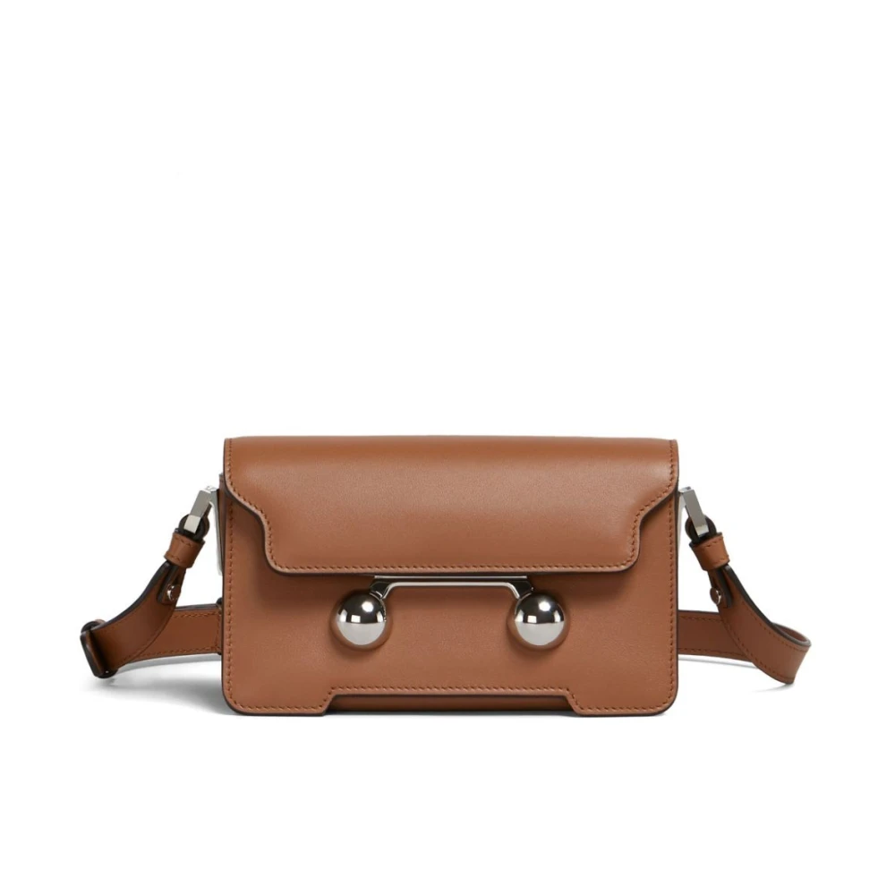 Marni Studded Leren Crossbody Tas Brown Dames