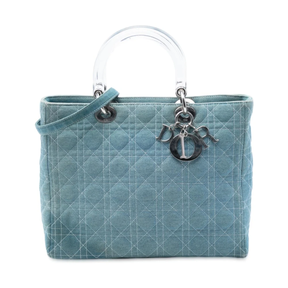 Dior Vintage Women's Blue Pre-Owned Quilted Denim Handbag