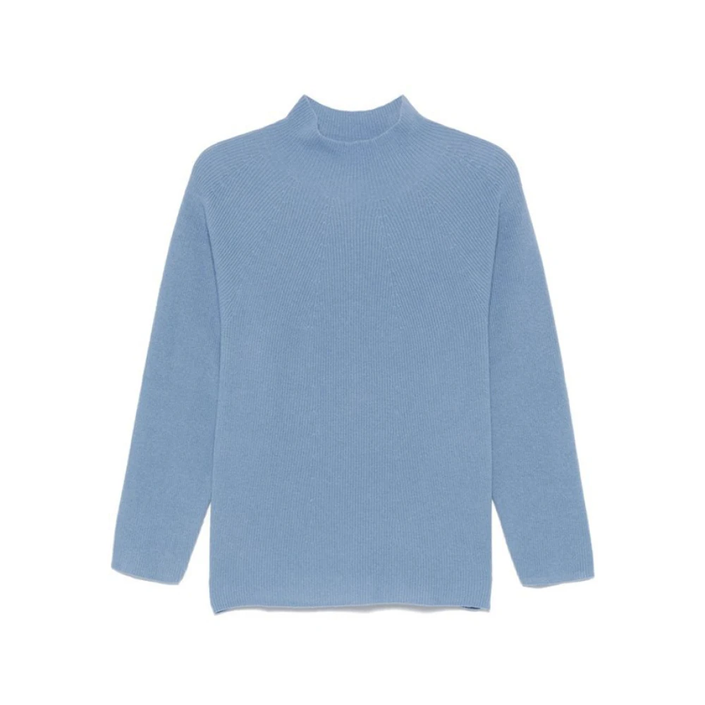Le Tricot Perugia Blauwe Geribbelde Gebreide Trui Blue Dames