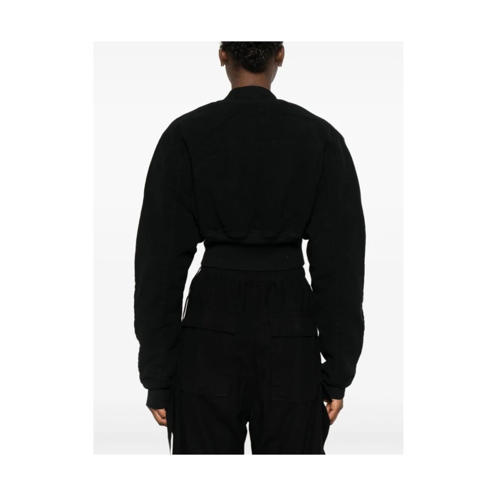 Rick Owens Zwarte Katoenen Baseball Kraag Jas Black Dames