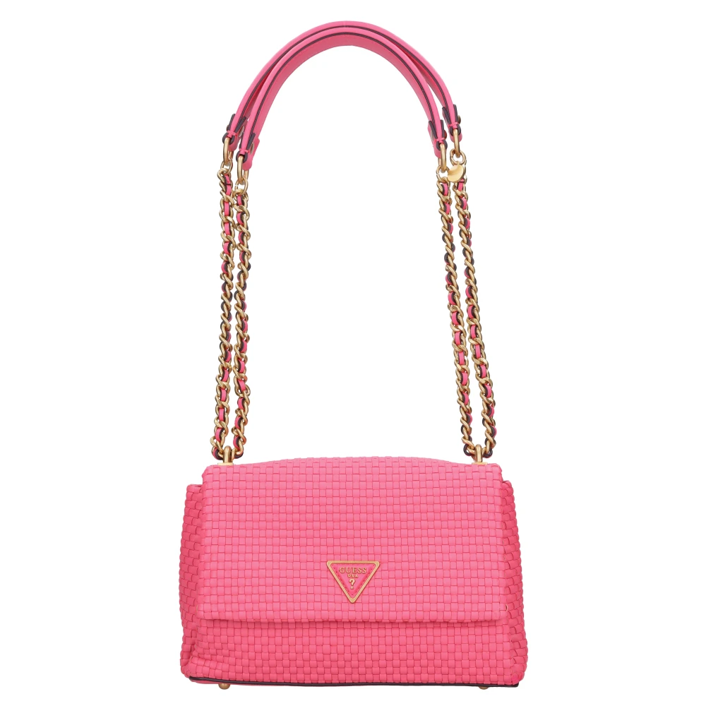 Guess Schoudertas van Geweven Kunstleer Pink Dames
