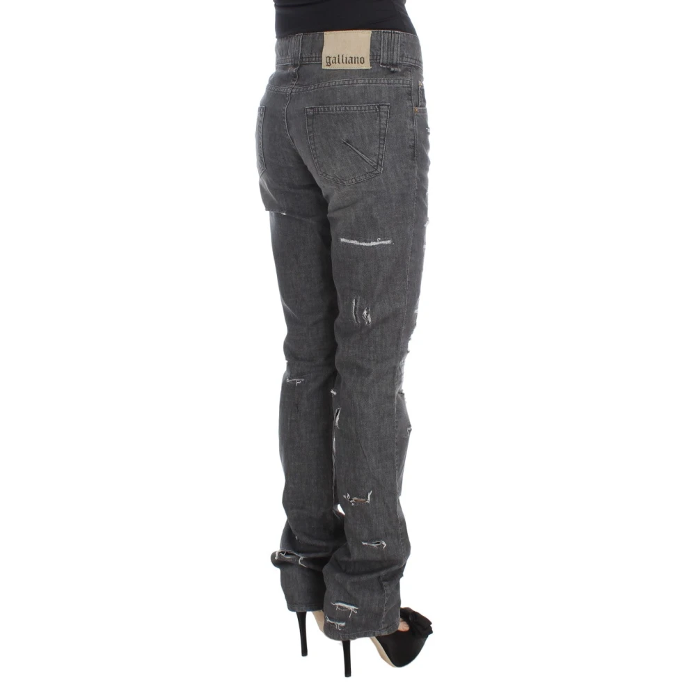 John Galliano Grijze Gewassen Straight Fit Jeans Gray Dames