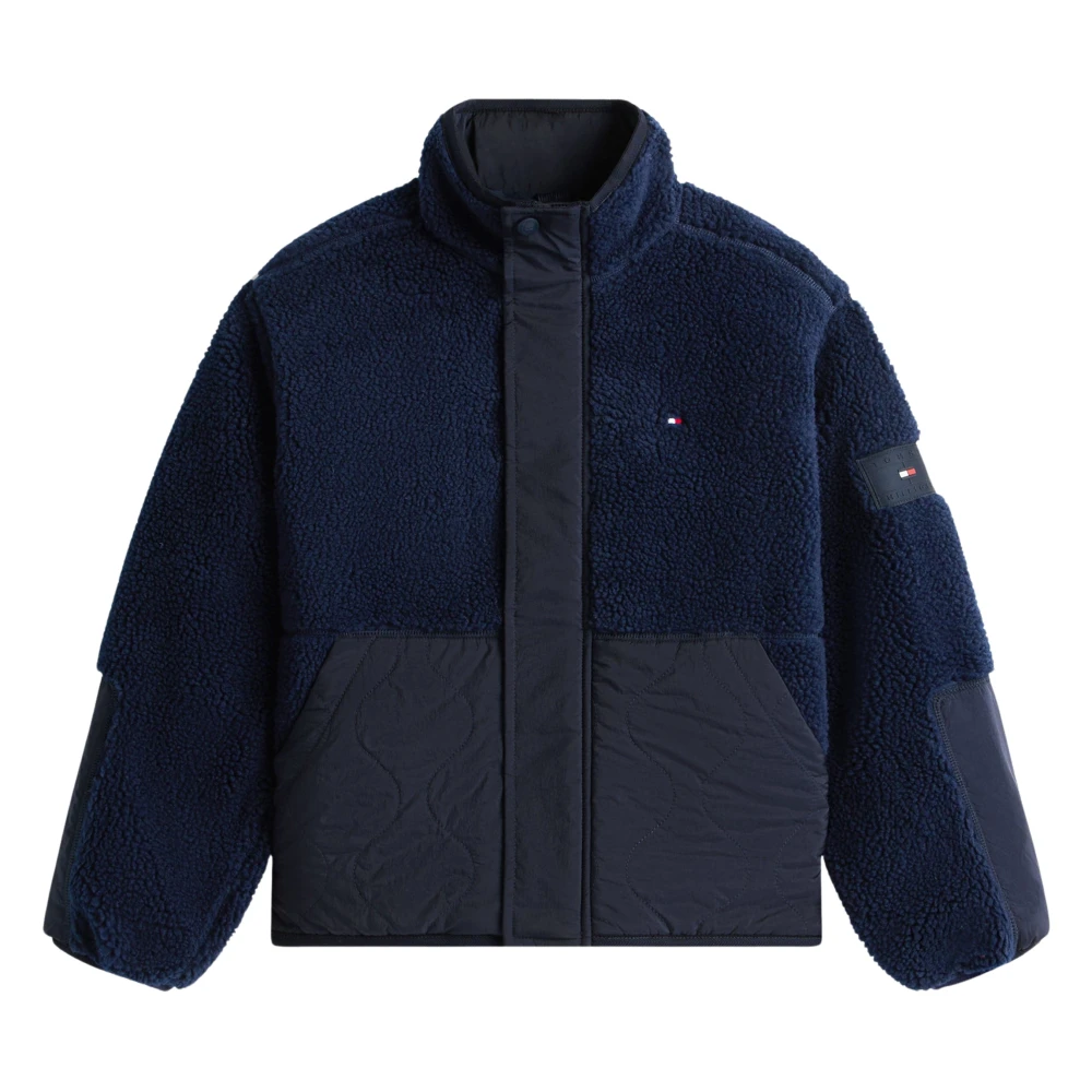 Tommy Hilfiger Boys Blue Fleece Jackets, 7 Y, Quilted Teddy Relaxed Jacket