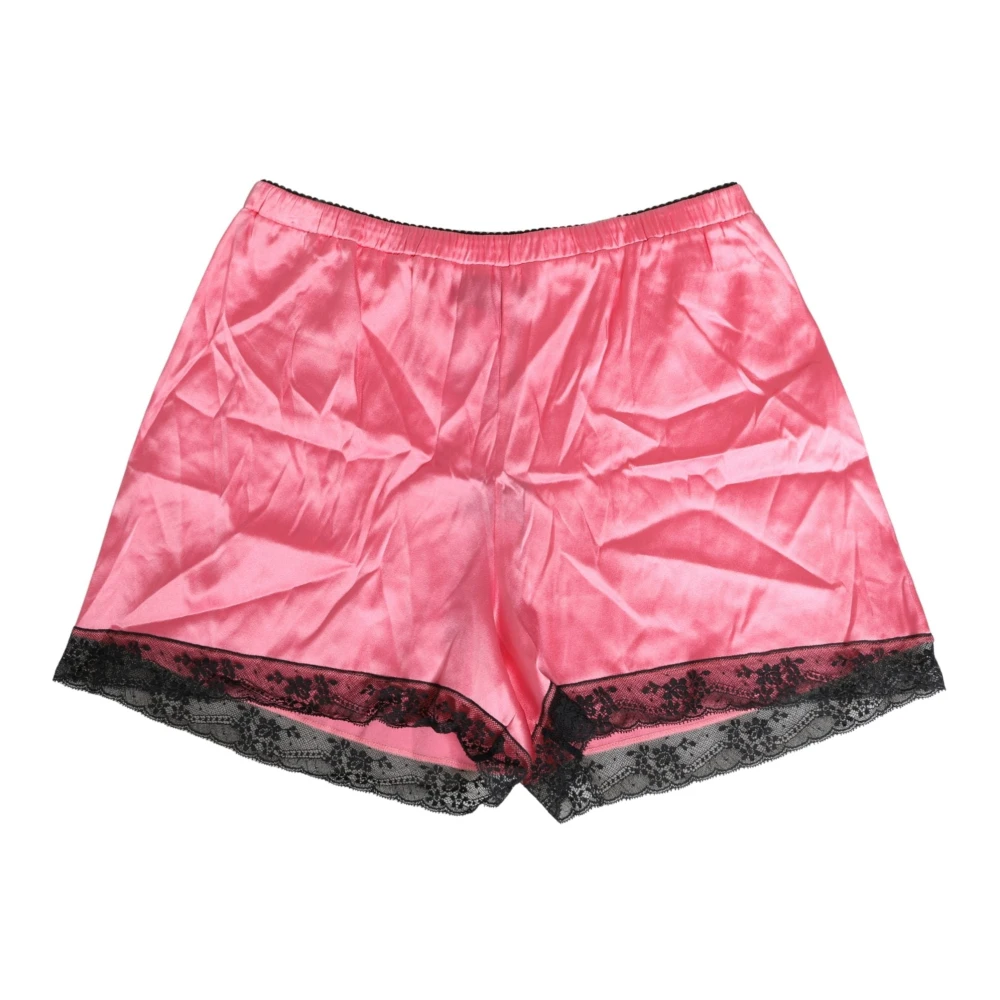 Dolce & Gabbana Silk Shorts With Lace Details - Female - Pyjamas - Pink - S - Nightwear & Lounge