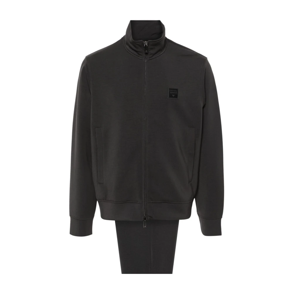 Emporio Armani Jersey Textuur Logo Appliqué Jurk Black Heren