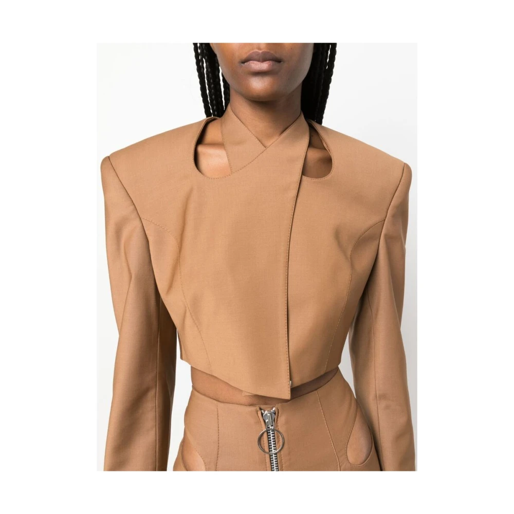 Aleksandre Akhalkatsishvili Geknipte Wol Wrap Blazer Brown Dames