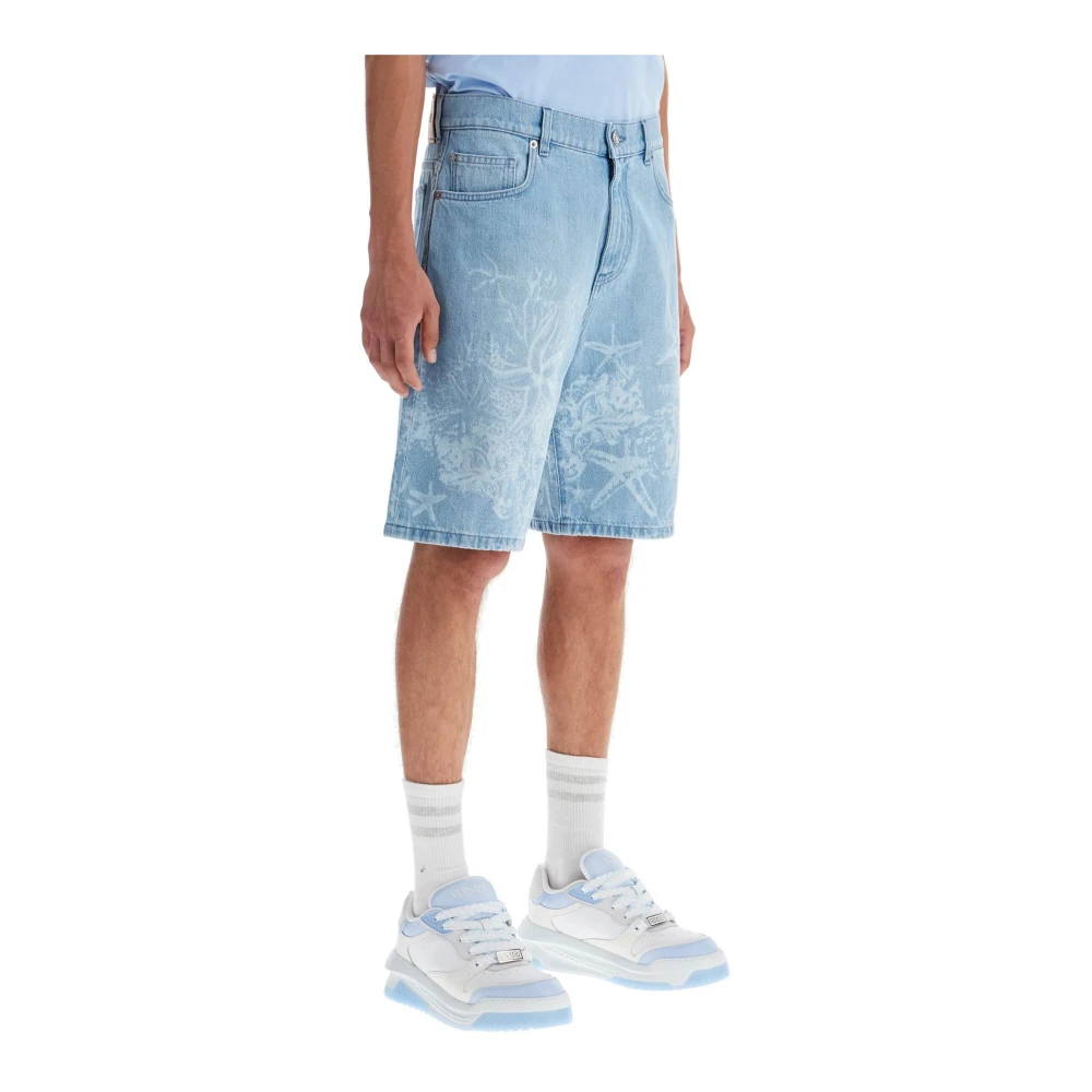 Versace Barocco Sea Denim Bermuda Shorts Blue Heren