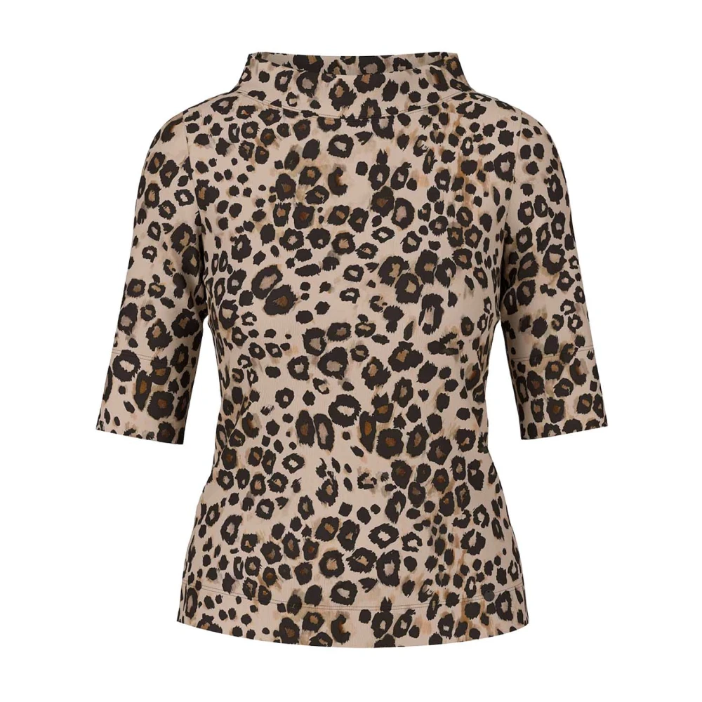 Marc Cain Women's Beige Animal Print T-Shirt With Feminine Silhouette