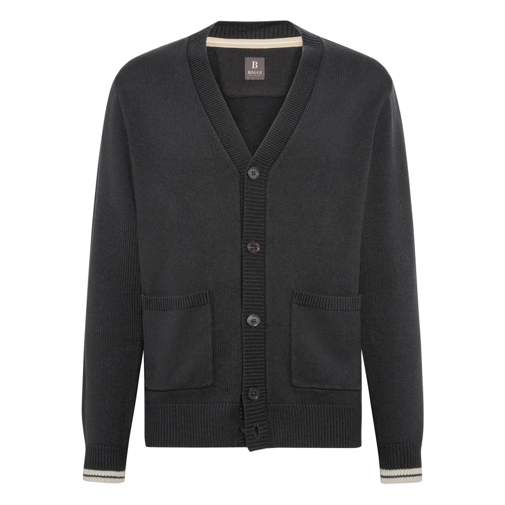 Boggi Milano Katoenen en wollen cardigan Black Heren