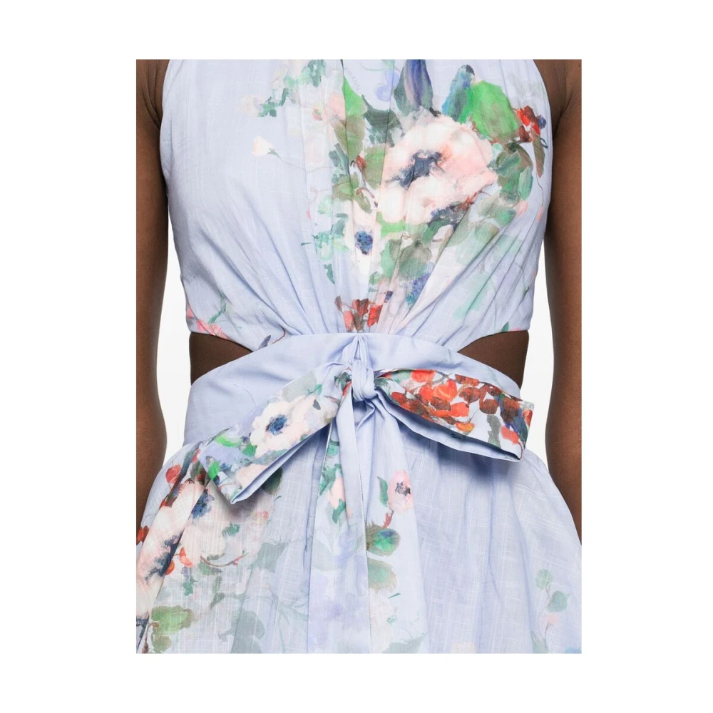 Zimmermann Bloemenprint Uitgesneden Gelaagde Jurk Blue Dames