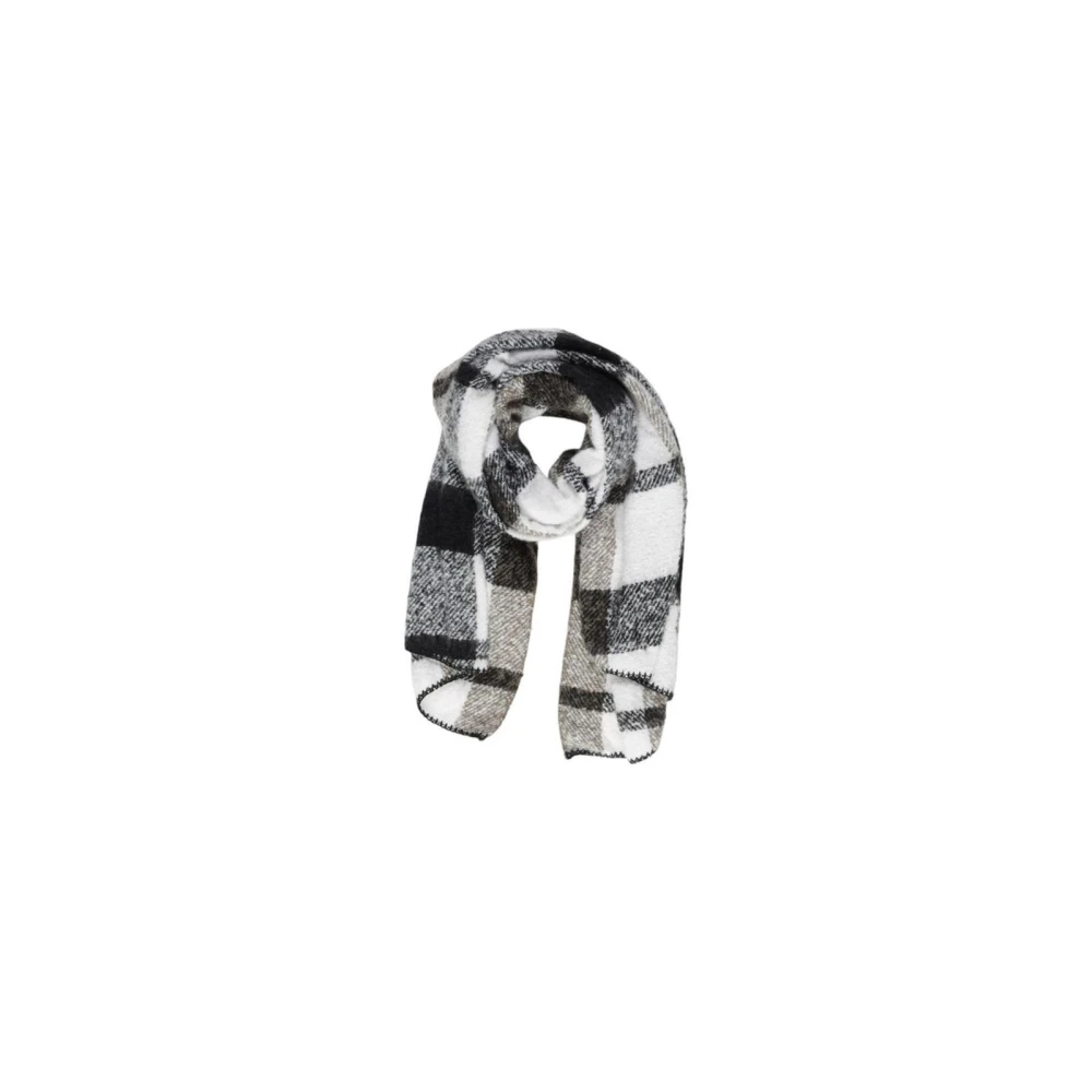 Only Women's Black Polyester Plaid Scarf