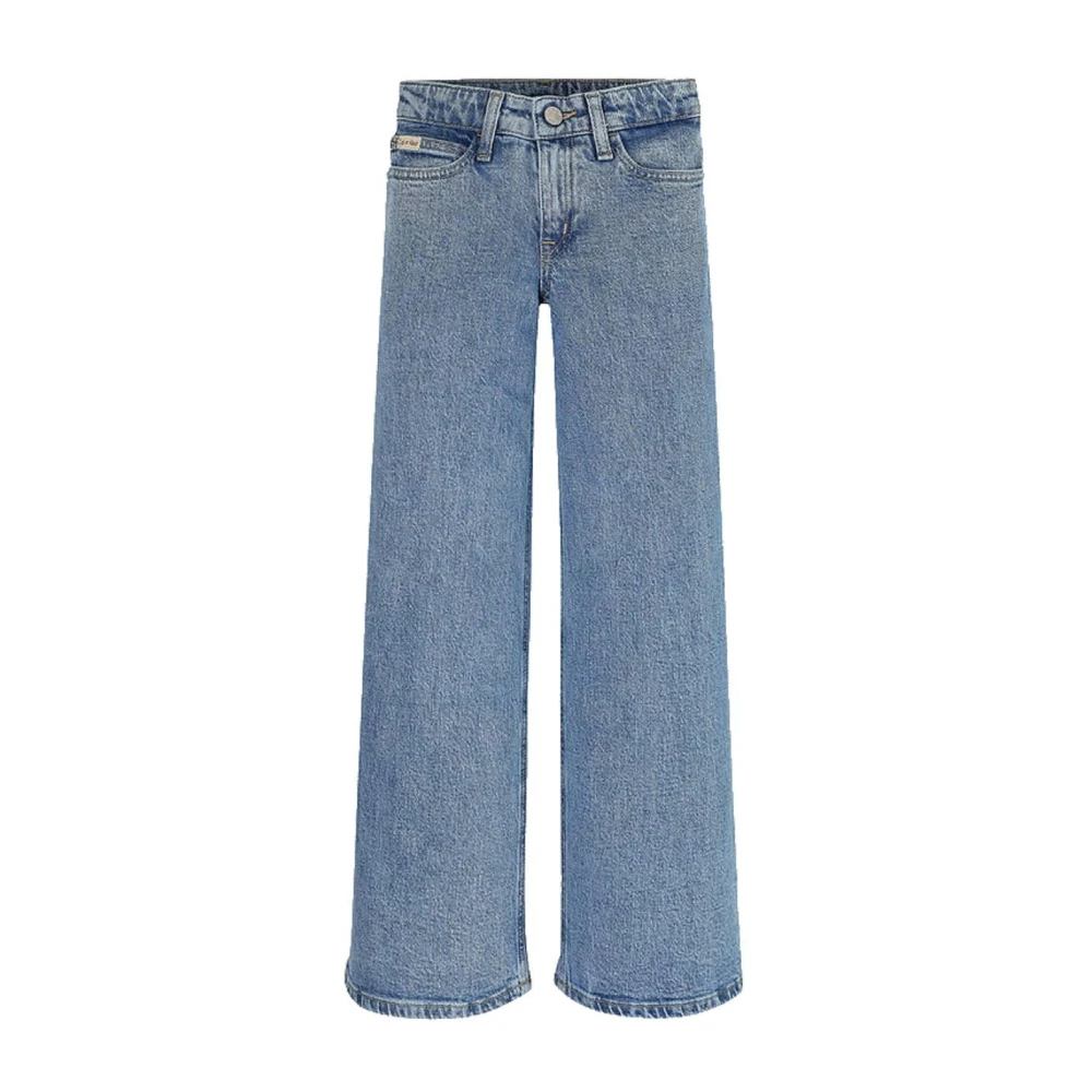 Calvin Klein Girls Blue Jeans, 6 Y, Relaxed Denim Leg Trousers
