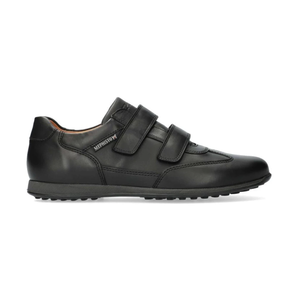 Mephisto Zwarte Leren Klittenbandschoenen voor Heren Heren Schoenen