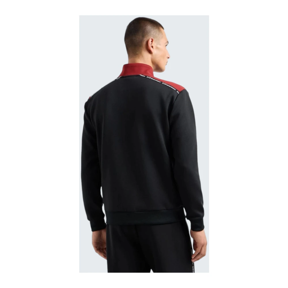 Emporio Armani EA7 Zwarte Full-Zip Sweater 6dpm04 Black Heren