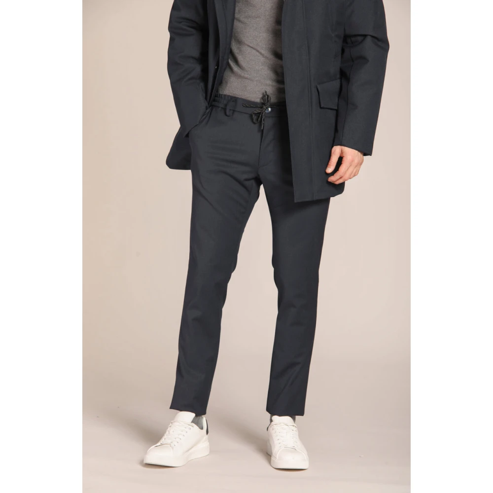 Mason's Slim Fit Wol Chino Broek Blue Heren