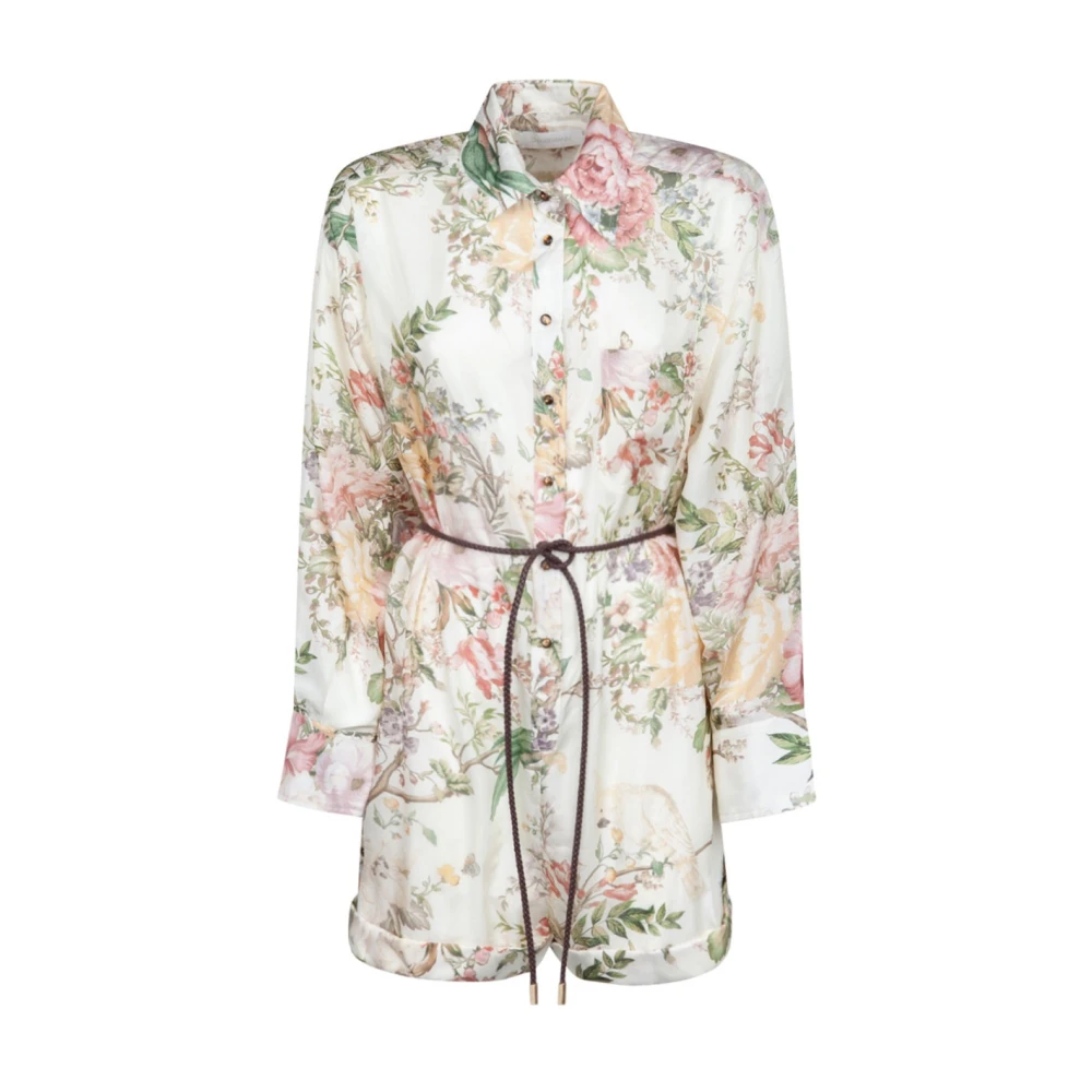 Zimmermann Bloemen Zijden Shirt Playsuit Multicolor Dames