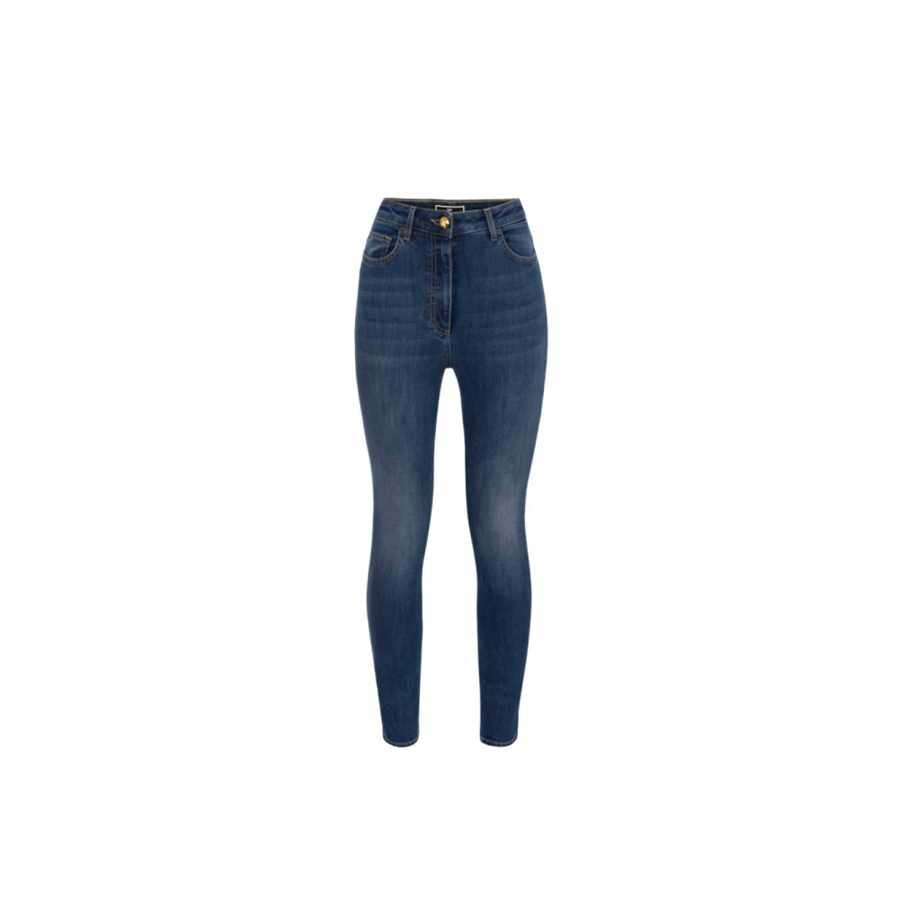 Elisabetta Franchi Skinny Stretch Jeans met Regular Taille Blue Dames