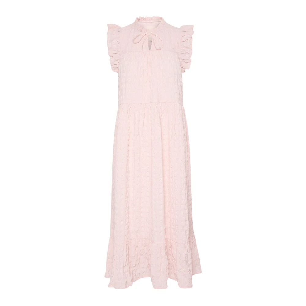 Part Two Pink Midi Dresses, Female, 2XL, Floral Potpourri Dress With Ruffle Details