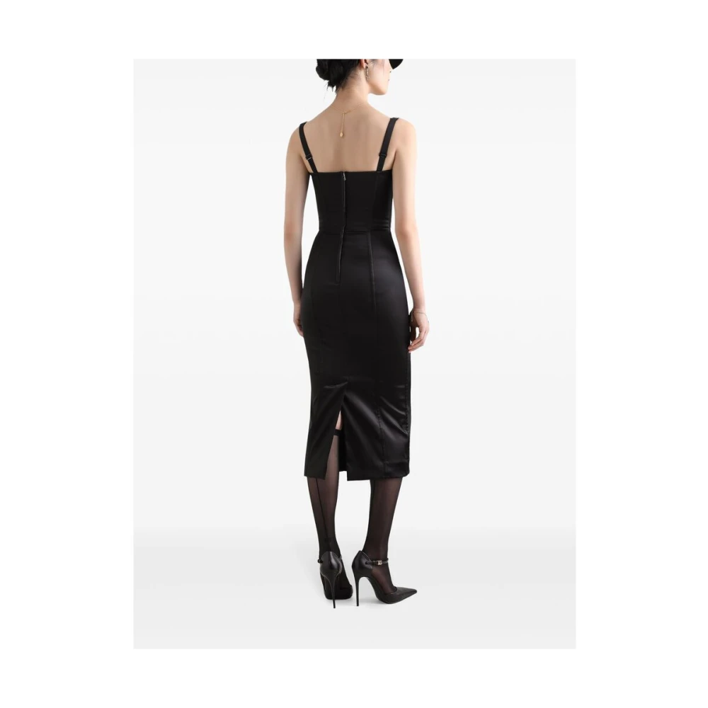 Dolce & Gabbana Zwarte Jurk met Benigd Lijfje en Achtersplit Black Dames