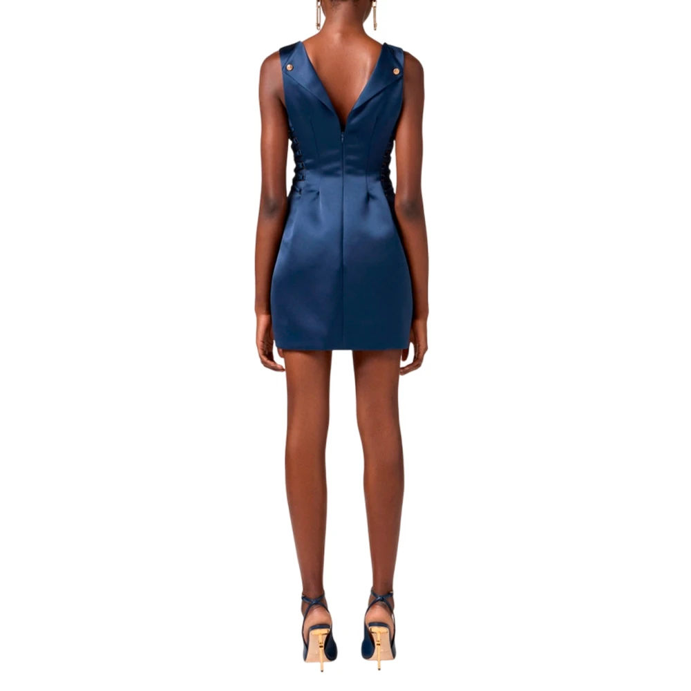 Elisabetta Franchi Stijlvolle Mouwloze Boothals Jurk Blue Dames