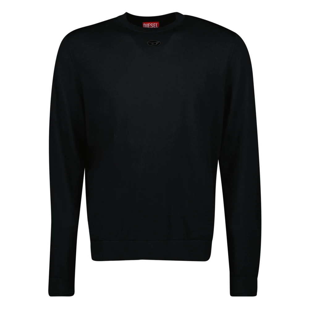 Diesel Zwarte K-Valiam Wol Slim Fit Trui Black Heren