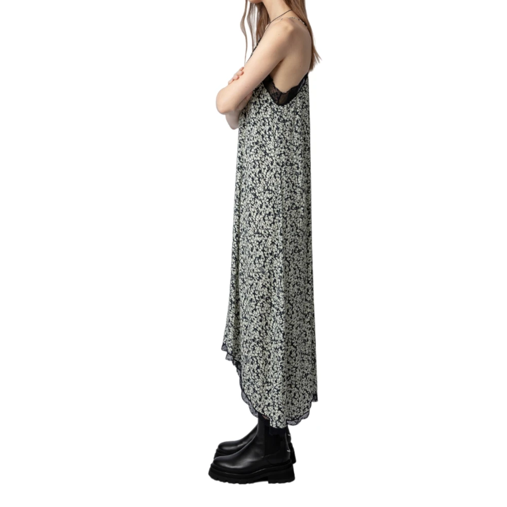Zadig & Voltaire Bloemenprint maxi jurk met kanten afwerking Beige Dames