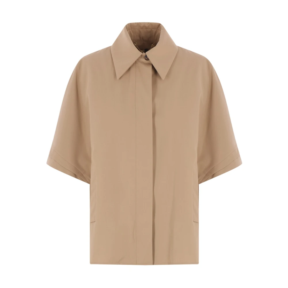 Max Mara Beige Katoenen Gabardine Jas met Klepzakken Beige Dames