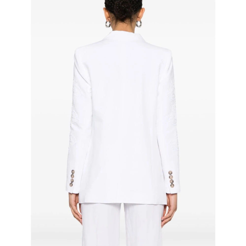 Ermanno Scervino Witte Double-Breasted Jas met Schoudervullingen White Dames