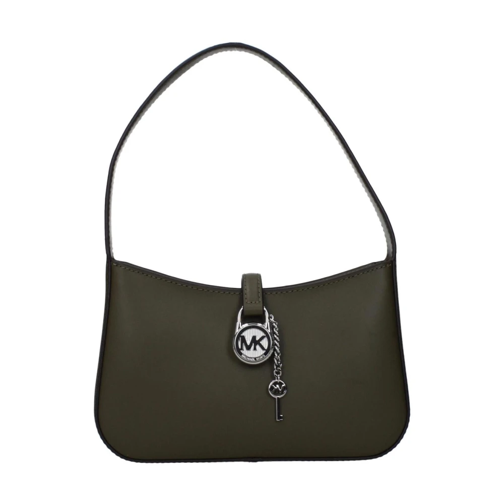Michael Kors Women's Green Leather Handbag With Top Handle And Adjustable Strap