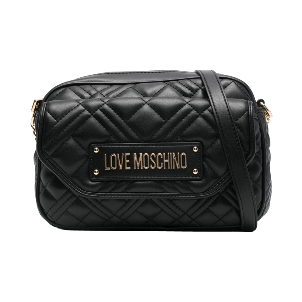 Love Moschino Zwarte Diamond Quilted Crossbody Tas Black Dames