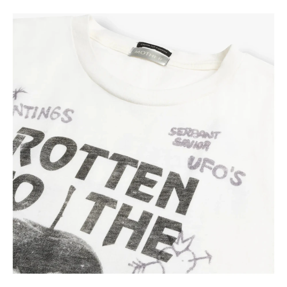 Mother Off-White Bedrukt Box T-Shirt White Dames