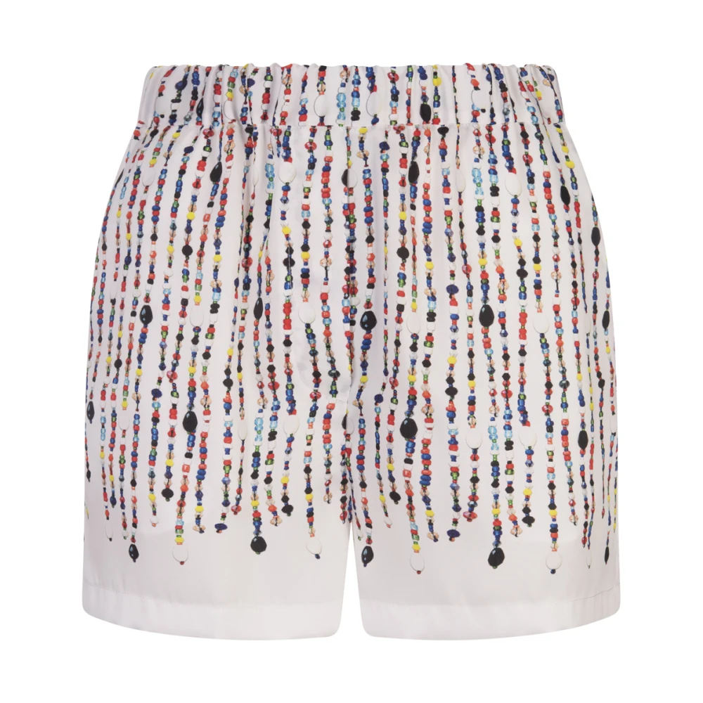 Msgm Witte Kralenprint Elastische Taille Shorts Multicolor Dames