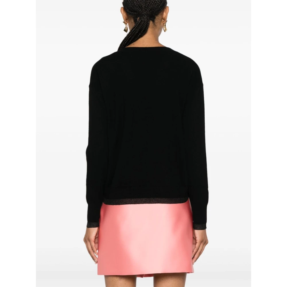 pinko Zwarte Wol-Kasjmier Trui Love Birds Black Dames
